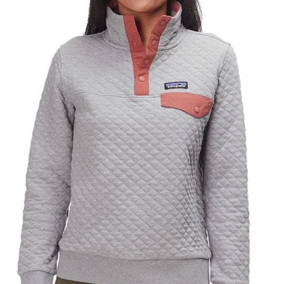 Patagonia Tops - Patagonia Women's Quilted Snap-T Pullover - Gray and Pink Accents